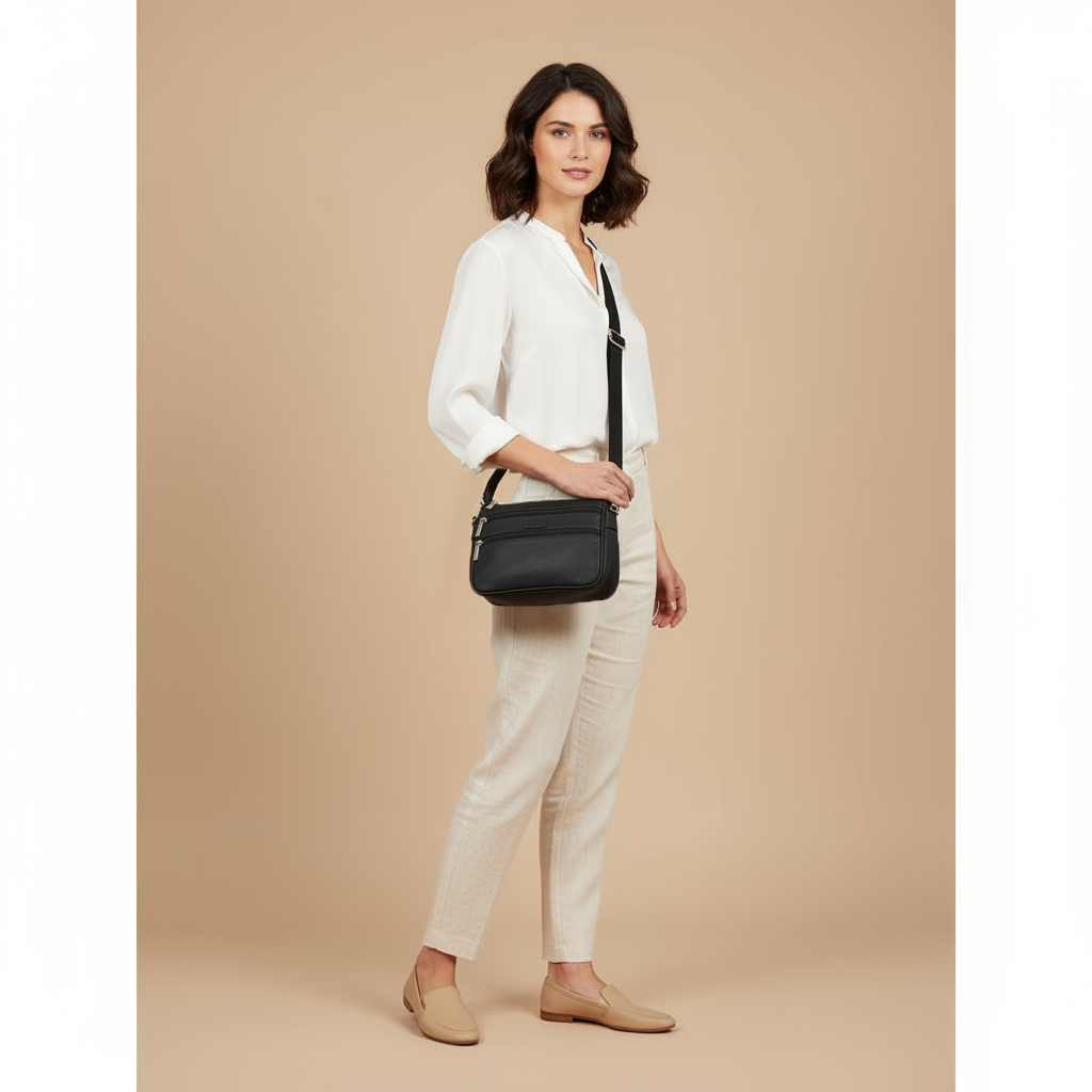 Boshek Black Color Genuine Leather Sling bag for Women FL65