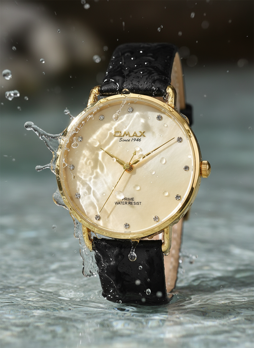 Omax Analog Gold Dial Black Leather Strap Women Watch - PM001G12I