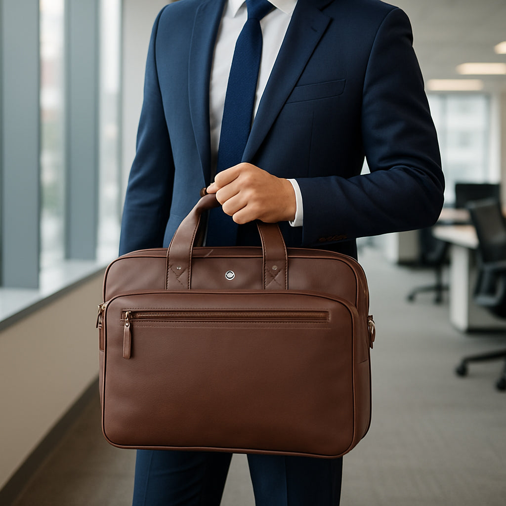 Omax Brown Genuine Hunter Leather Laptop Bag for Men and Women BR77