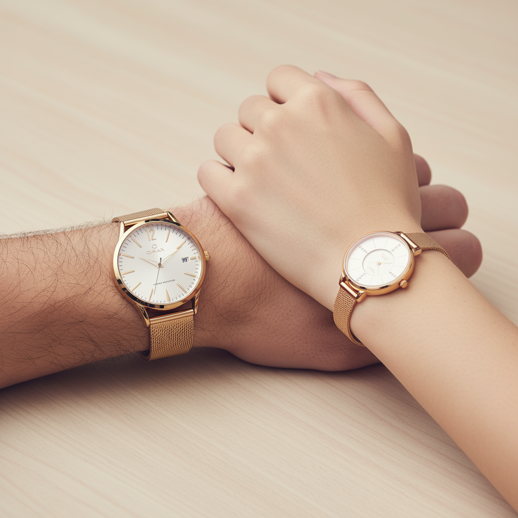 OMAX Analog RoseGold Couples Watch