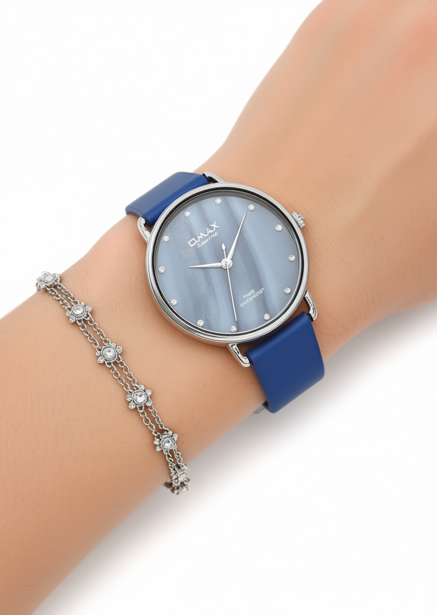 Omax Analog Blue Dial Women’s Watch with Gold Index - PM001P44I