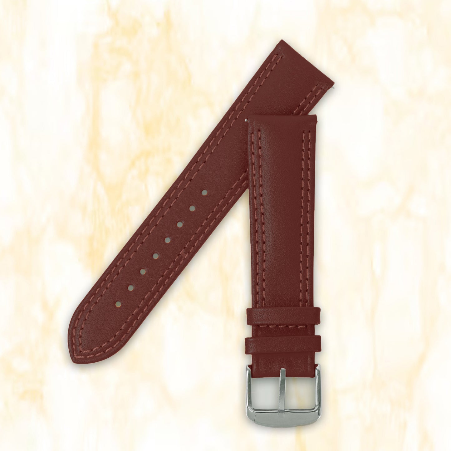 Boshek Burgundy Solid Genuine Leather Watch Strap for Quick Release and Self Changeable FS347-BU-22-S