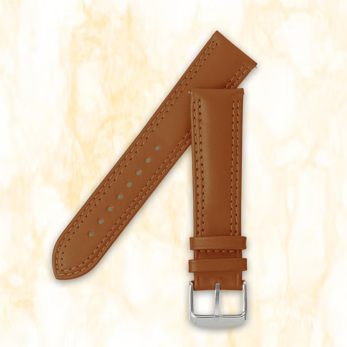Boshek Tan Solid Genuine Leather Watch Strap for Quick Release and Self Changeable FS347-TN-22-S