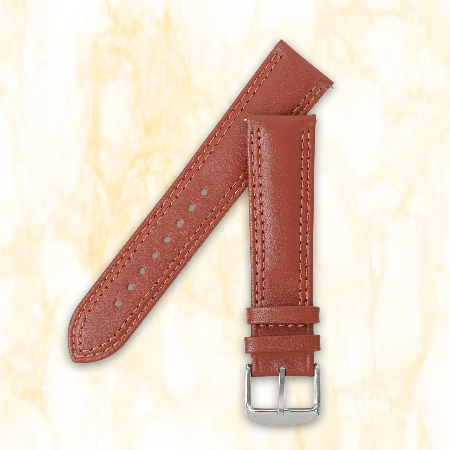 Boshek Tan Solid Genuine Leather Watch Strap for Quick Release and Self Changeable FS347