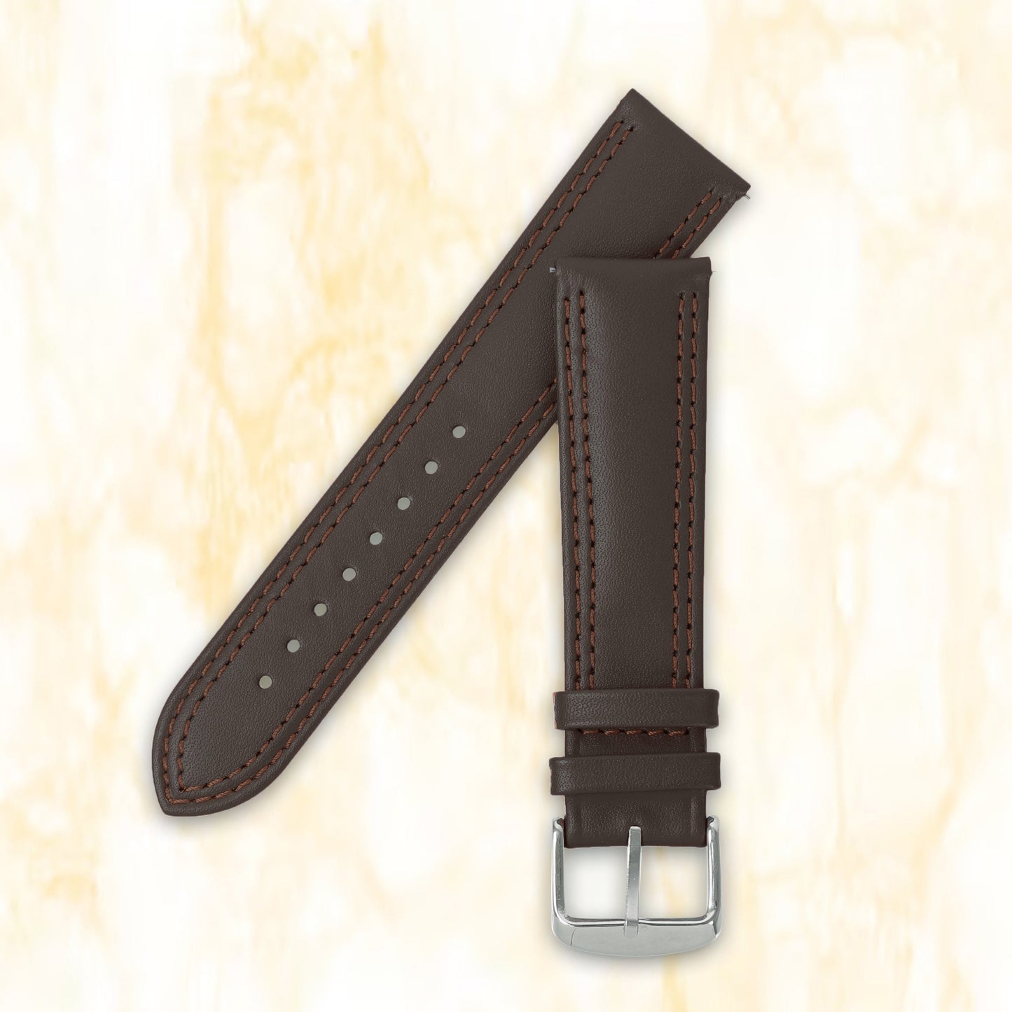 Boshek Dark Brown Solid Genuine Leather Watch Strap for Quick Release and Self Changeable FS347