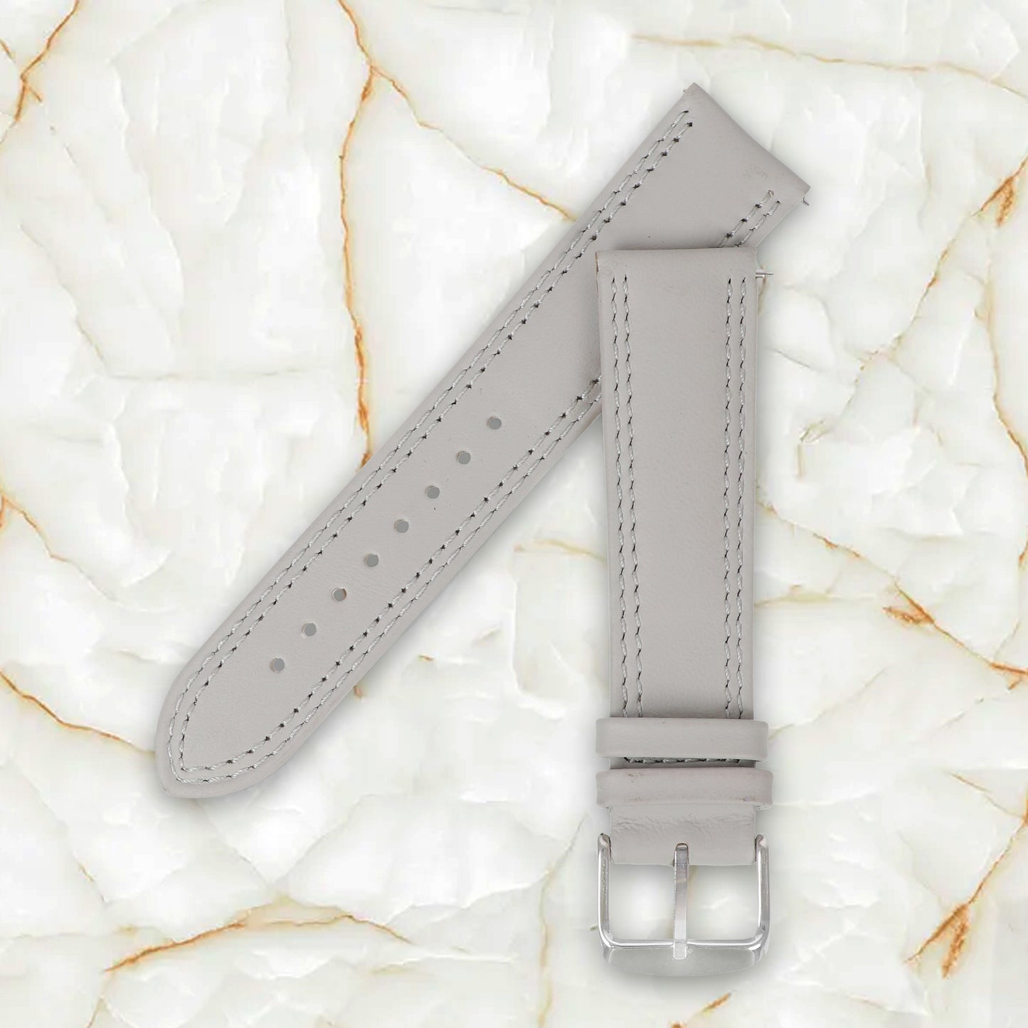 Boshek Beige Solid Genuine Leather Watch Strap for Quick Release and Self Changeable FS347