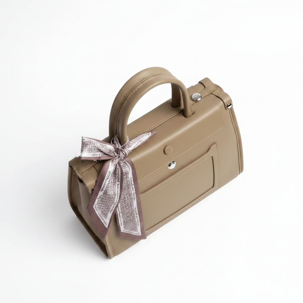 Champagne Structured Satchel Bag for Women – Premium PU Leather Shoulder Bag | Omax FL536