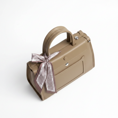 Champagne Structured Satchel Bag for Women – Premium PU Leather Shoulder Bag | Omax FL536