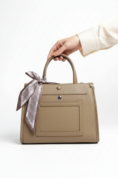 Champagne Structured Satchel Bag for Women – Premium PU Leather Shoulder Bag | Omax FL536