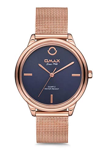 Omax Blue Dial Rose Gold Stainless Steel Mesh Strap fashionable watch for Women Rakhi Gift-00FMB0126004