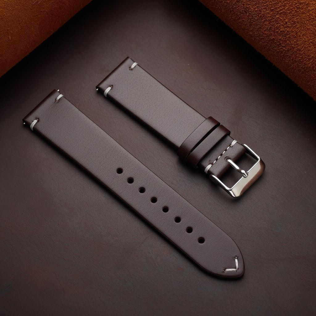 Brown Leather Watch Strap 20mm – Genuine Pull-Up Leather | Omax FS415