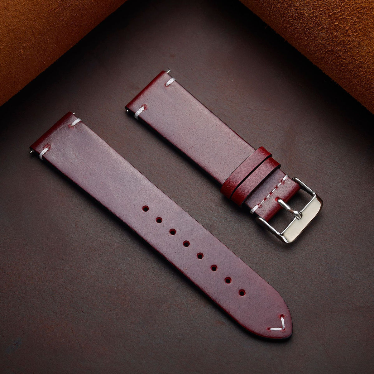 New Maroon Premium Genuine Leather Watch Strap – Handcrafted Luxury for Your Watch and quick-release