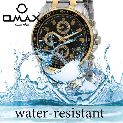 OMAX Multifunction Black Stainless Steel Watch for Men SS538