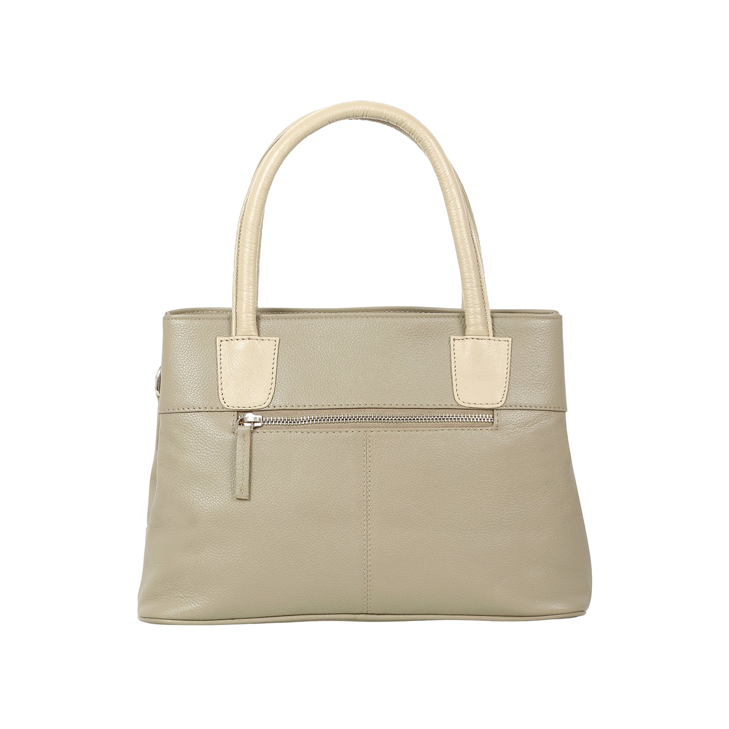 Omax Beige Solid Genuine Leather Stylish Double Compartment Shoulder, Tote Handbag for Women LTHRL4