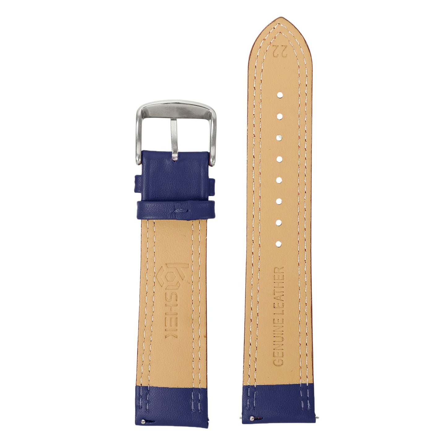 Boshek Blue Solid Genuine Leather Watch Strap for Quick Release and Self Changeable FS347