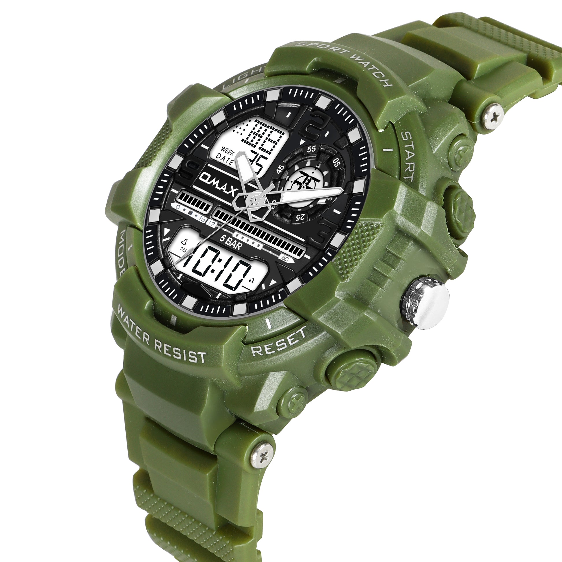 OMAX GREEN STRAP WHITE DIGITAL MEN WATCH