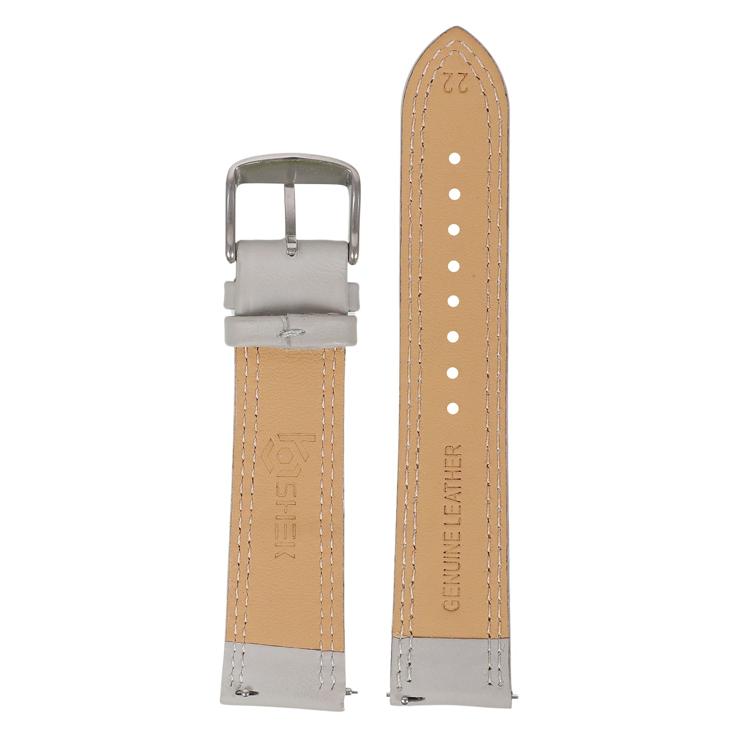 Boshek Beige Solid Genuine Leather Watch Strap for Quick Release and Self Changeable FS347