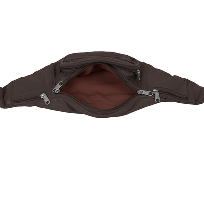 Omax Brown Genuine Leather Wrist Fanny Pack for Men and Women FT246