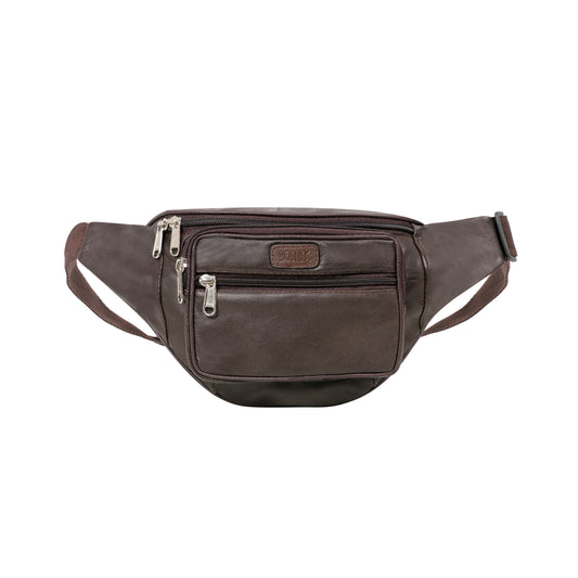 Omax Brown Genuine Leather Wrist Fanny Pack for Men and Women FT211