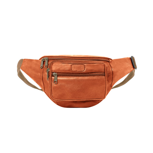 Omax Tan Genuine Leather Wrist Fanny Pack for Men and Women FT211