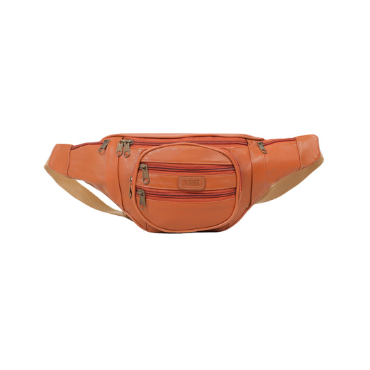 Omax Tan Genuine Leather Wrist Fanny Pack for Men and Women FT246