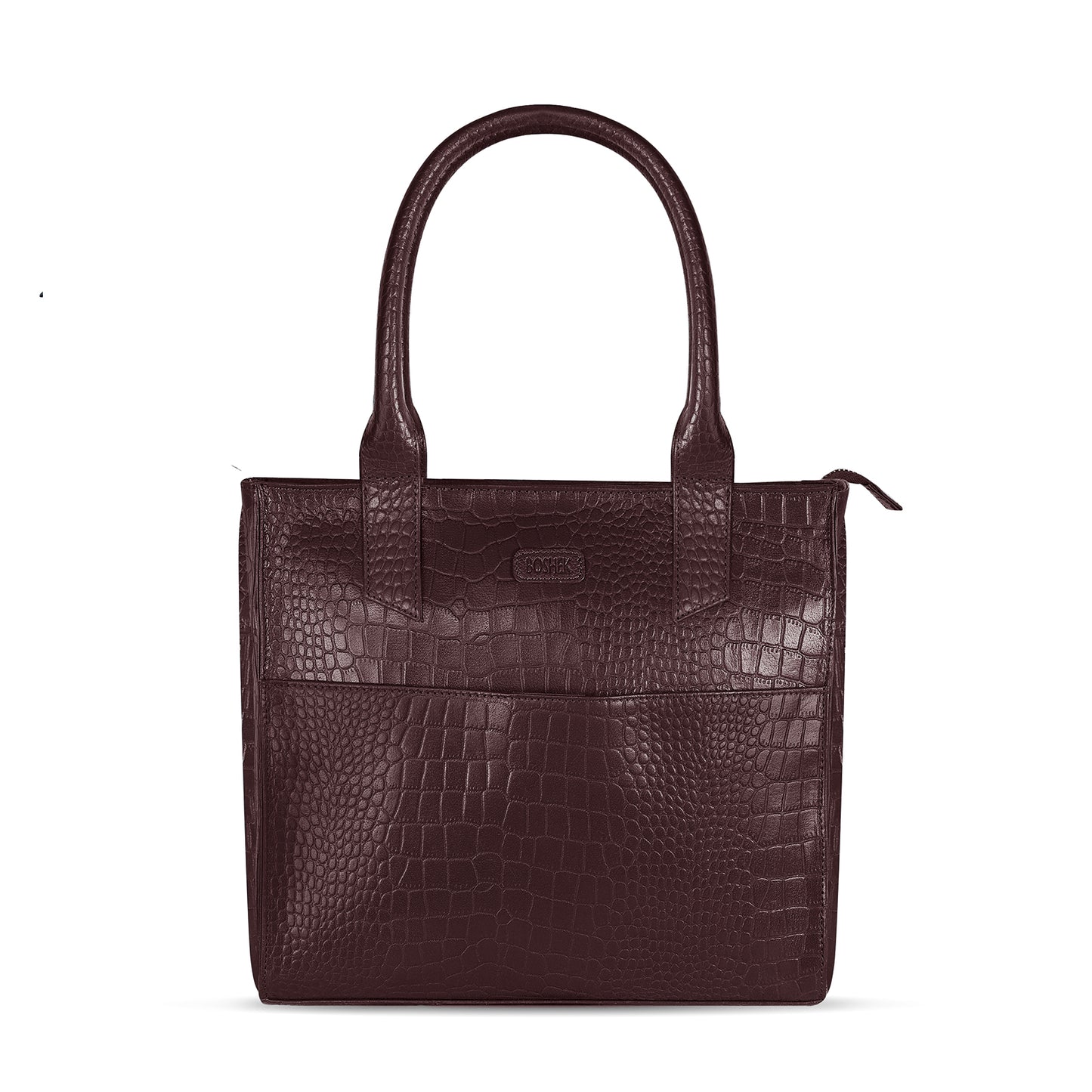 Boshek Brown Genuine Leather Tote Croco Print Handbag for Women FL27