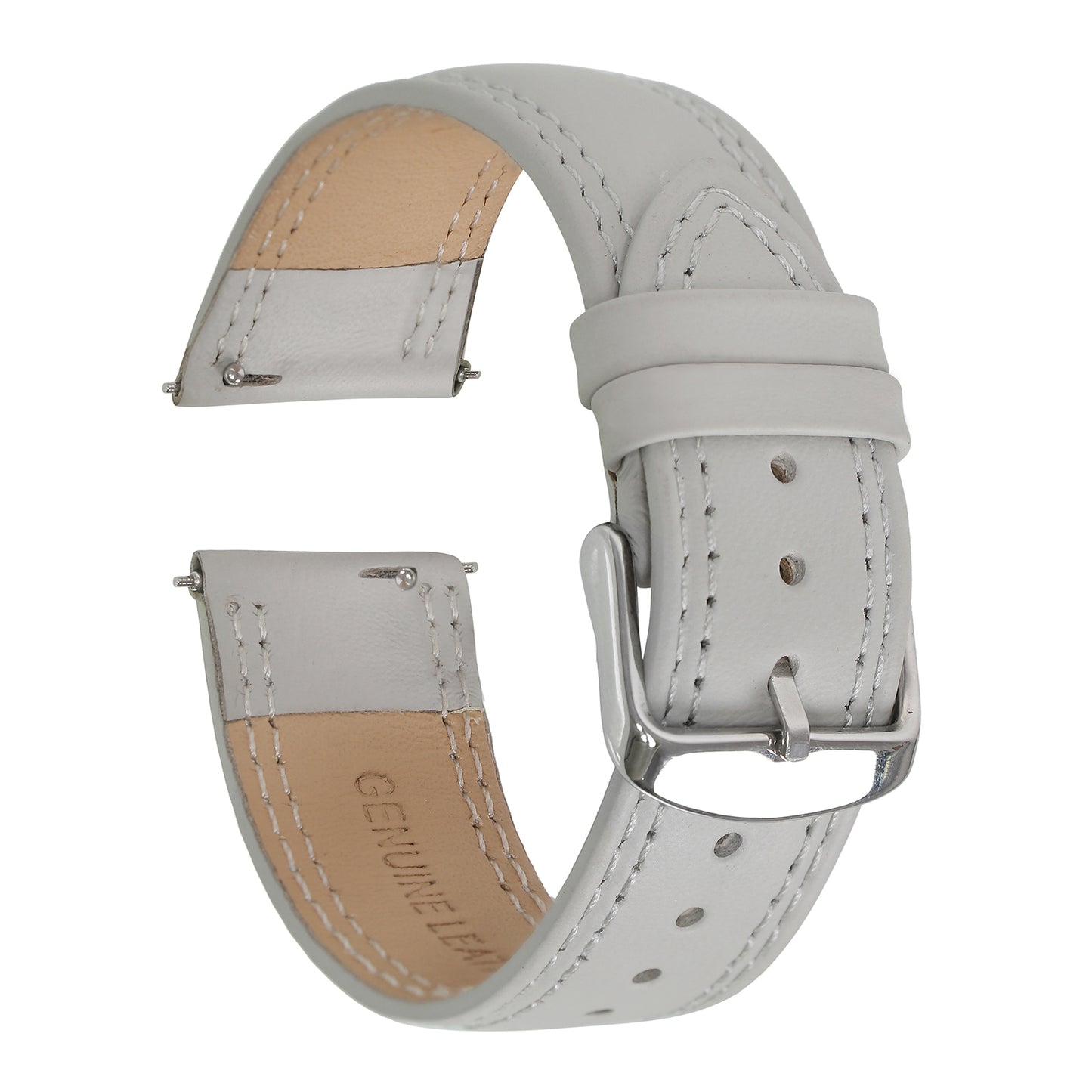 Boshek Beige Solid Genuine Leather Watch Strap for Quick Release and Self Changeable FS347