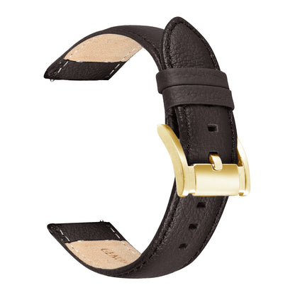 Boshek Brown Genuine Leather,Golden  Buckle Watch Strap for Quick Release and Self Changeable FS344