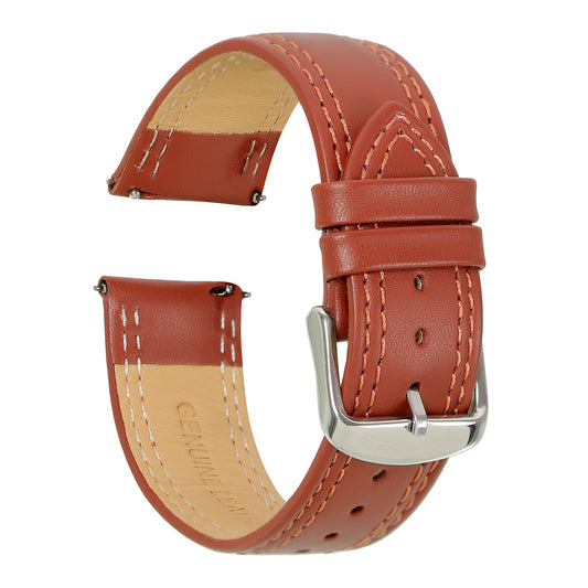 Boshek Tan Solid Genuine Leather Watch Strap for Quick Release and Self Changeable FS347