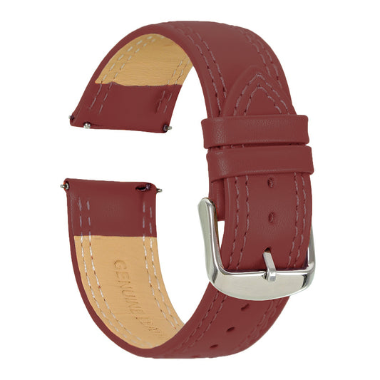 Boshek Burgundy Solid Genuine Leather Watch Strap for Quick Release and Self Changeable FS347