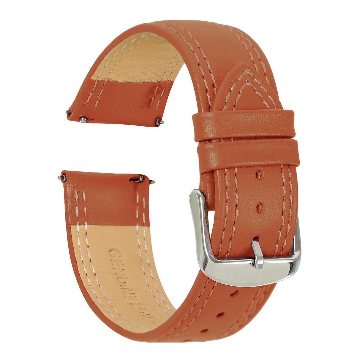 Boshek Orange Solid Genuine Leather Watch Strap for Quick Release and Self Changeable FS347