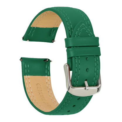 Boshek Green Solid Genuine Leather Watch Strap for Quick Release and Self Changeable FS347