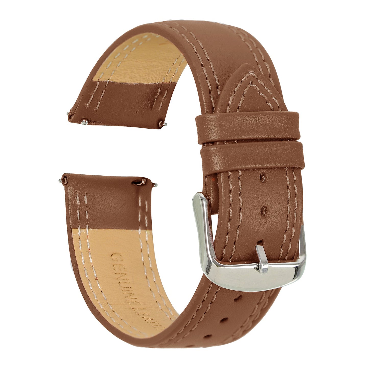 Boshek Brown Solid Genuine Leather Watch Strap for Quick Release and Self Changeable FS347