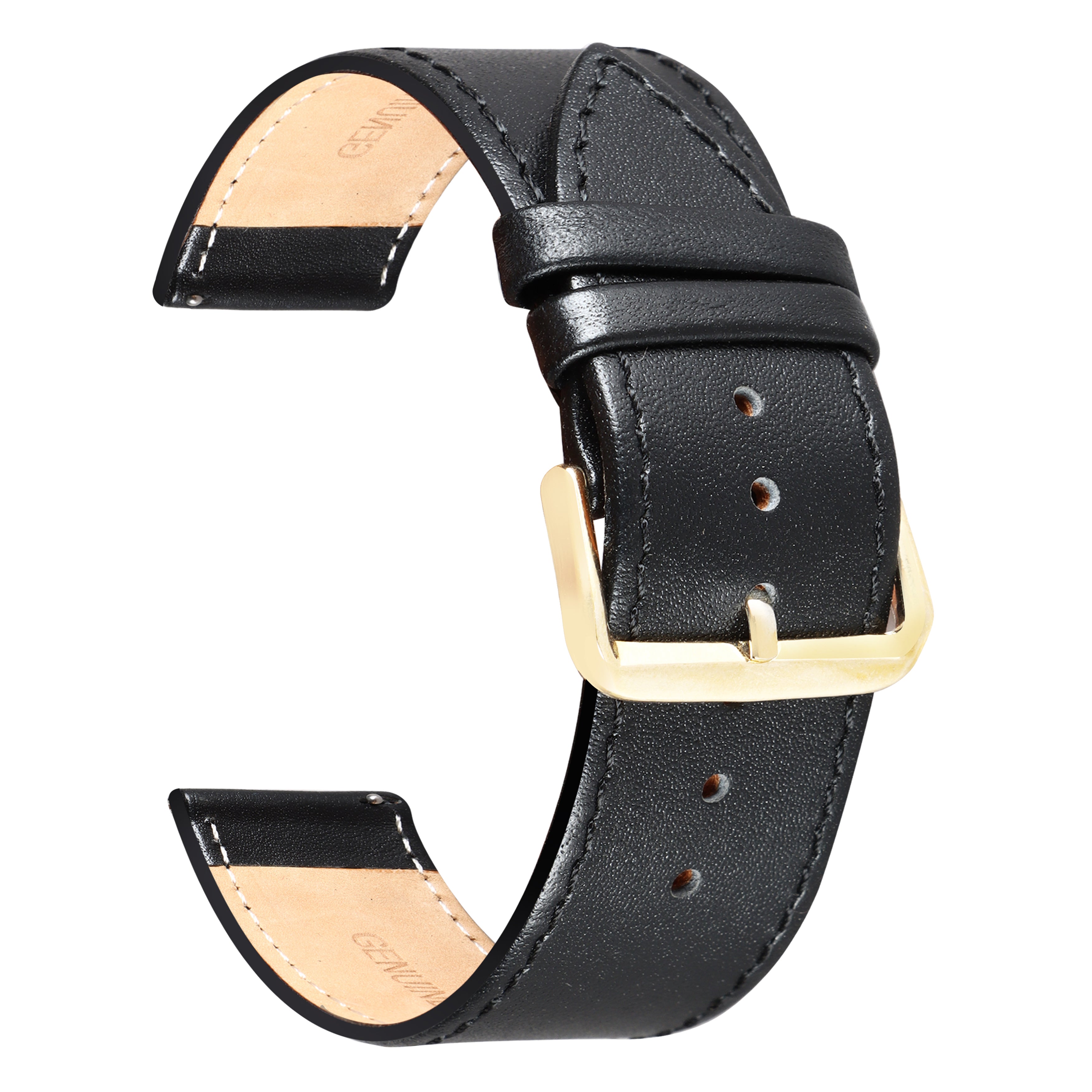 Buy Boshek Solid Black Genuine Leather Watch Strap Online FASHOM