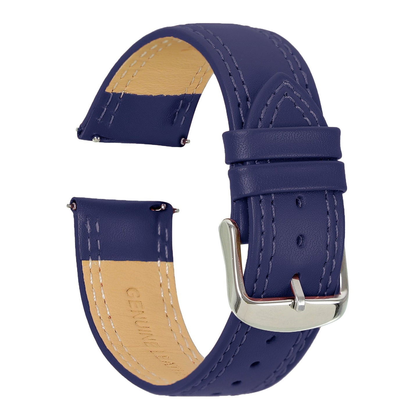 Boshek Blue Solid Genuine Leather Watch Strap for Quick Release and Self Changeable FS347