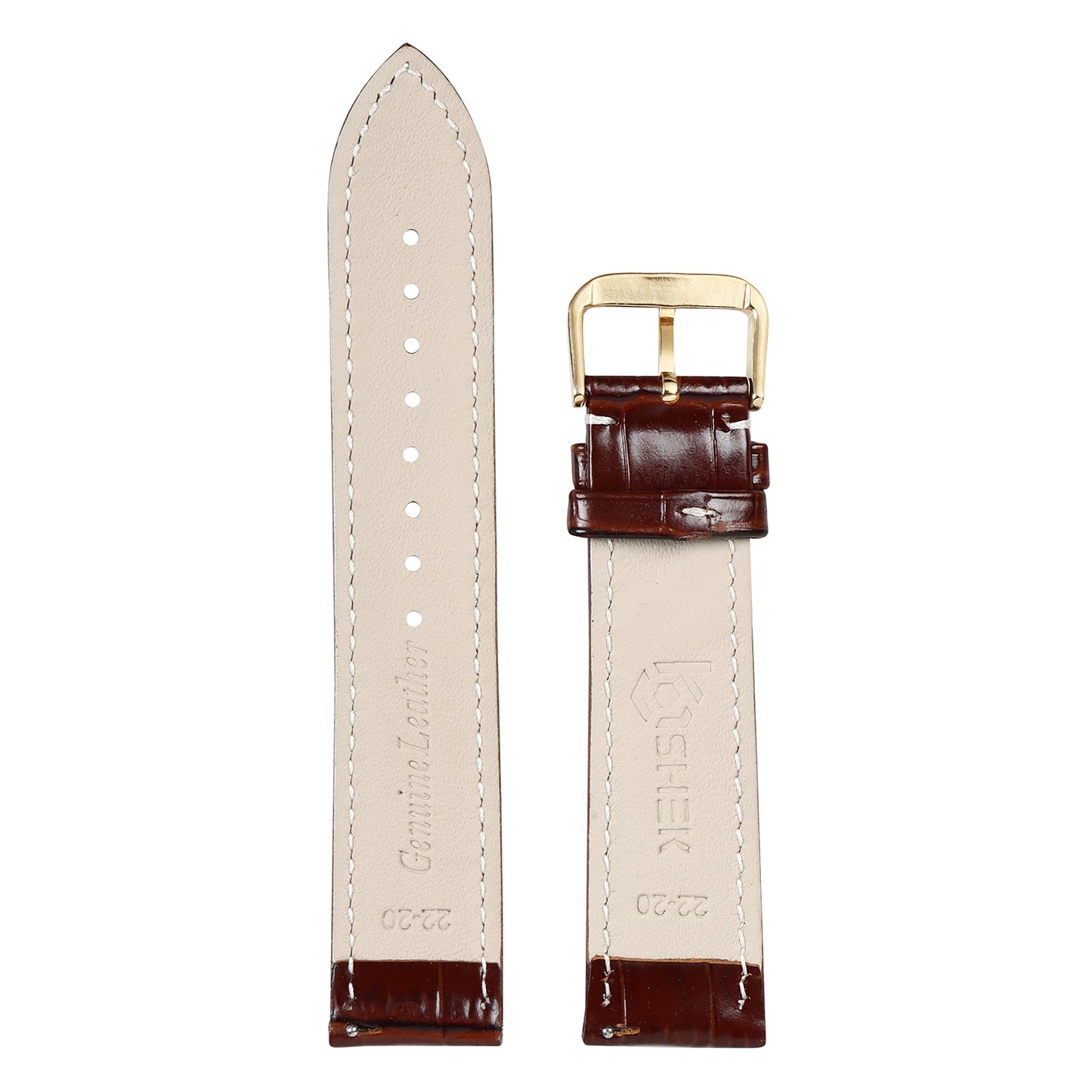 Boshek Brown Genuine Leather Croco White Contrast Stitched  Watch Strap for Quick Release FS353