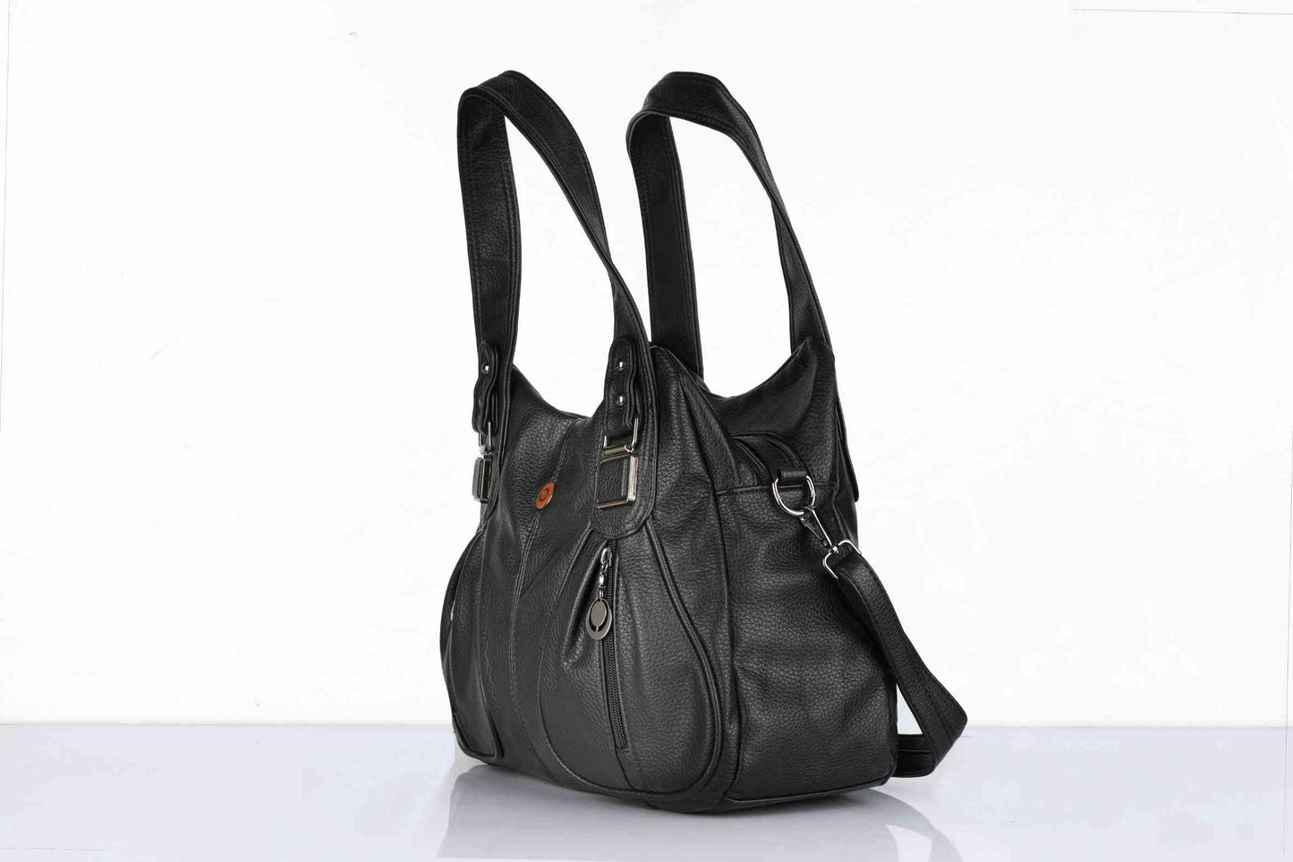 Black PU Leather Handbag for Women – OMAX OMB-401 Shoulder & Crossbody Bag - detail view 3
