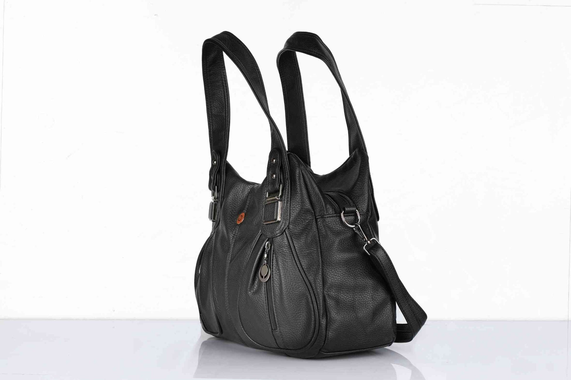 Black PU Leather Handbag for Women – OMAX OMB-401 Shoulder & Crossbody Bag - detail view 3