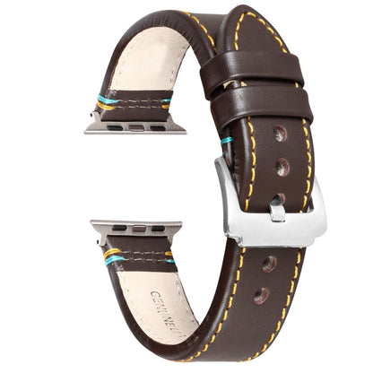 Boshek Brown Genuine Leather watch strap Compatible with Apple Watch, Straps 42/44/45/49mm with Self Changeable FS307