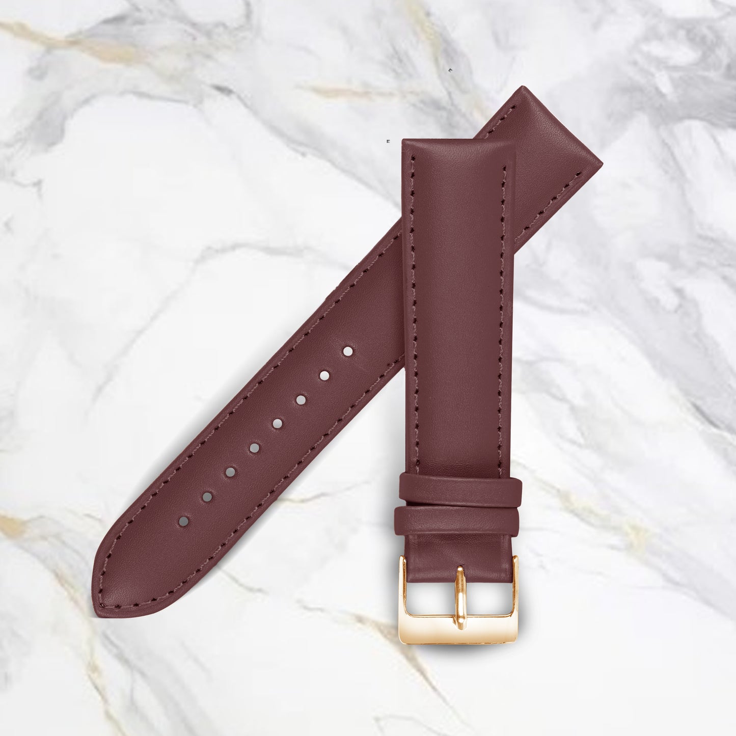 Boshek Maroon Solid Genuine Leather Watch Strap for Quick Release and Self Changeable