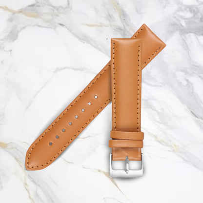 Boshek Dk Tan Solid Genuine Leather Watch Strap for Quick Release and Self Changeable FS336