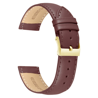 Boshek Maroon Solid Genuine Leather Watch Strap for Quick Release and Self Changeable