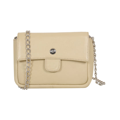 Omax Beige Geniune Leather Women Fashion Mini Shoulder Bag FL53