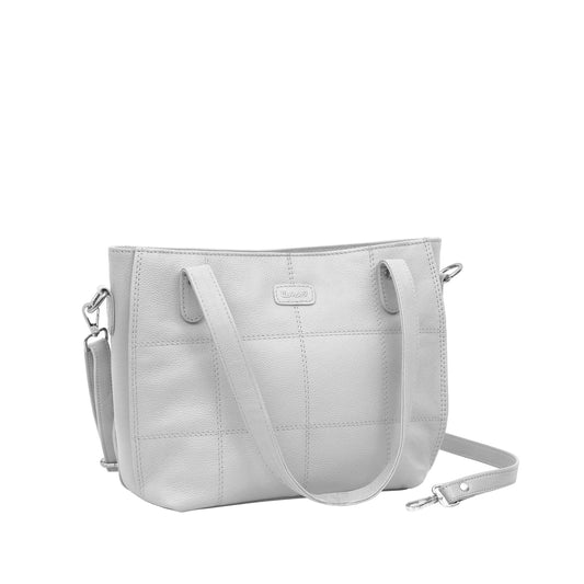 Omax White Genuine Leather Handbag Bag