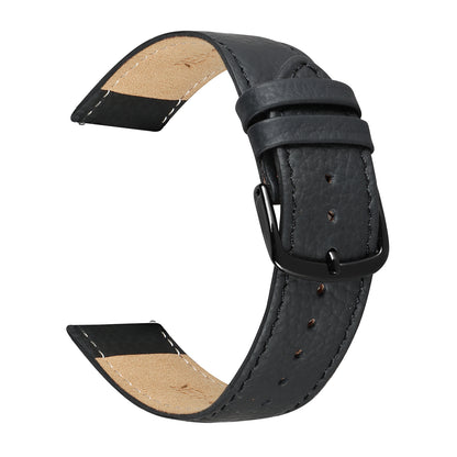 Boshek Black Solid Full Grain Genuine Leather Watch Strap for Quick Release and and Self Changeable FS338