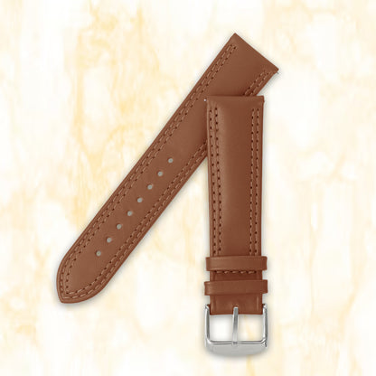 Boshek Brown Solid Genuine Leather Watch Strap for Quick Release and Self Changeable FS347