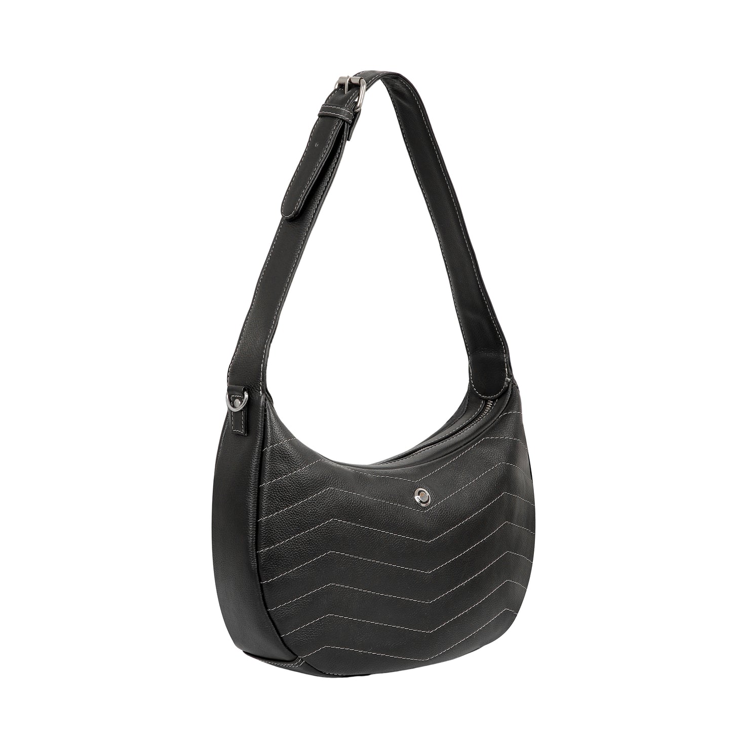 Omax Black Genuine Leather Hobo Sling Ladies Handbag FL45