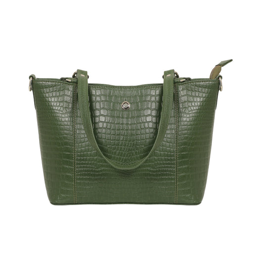 Omax Olive Croco Genuine Leather Meduim Tote Handbag for Women LTHRL7