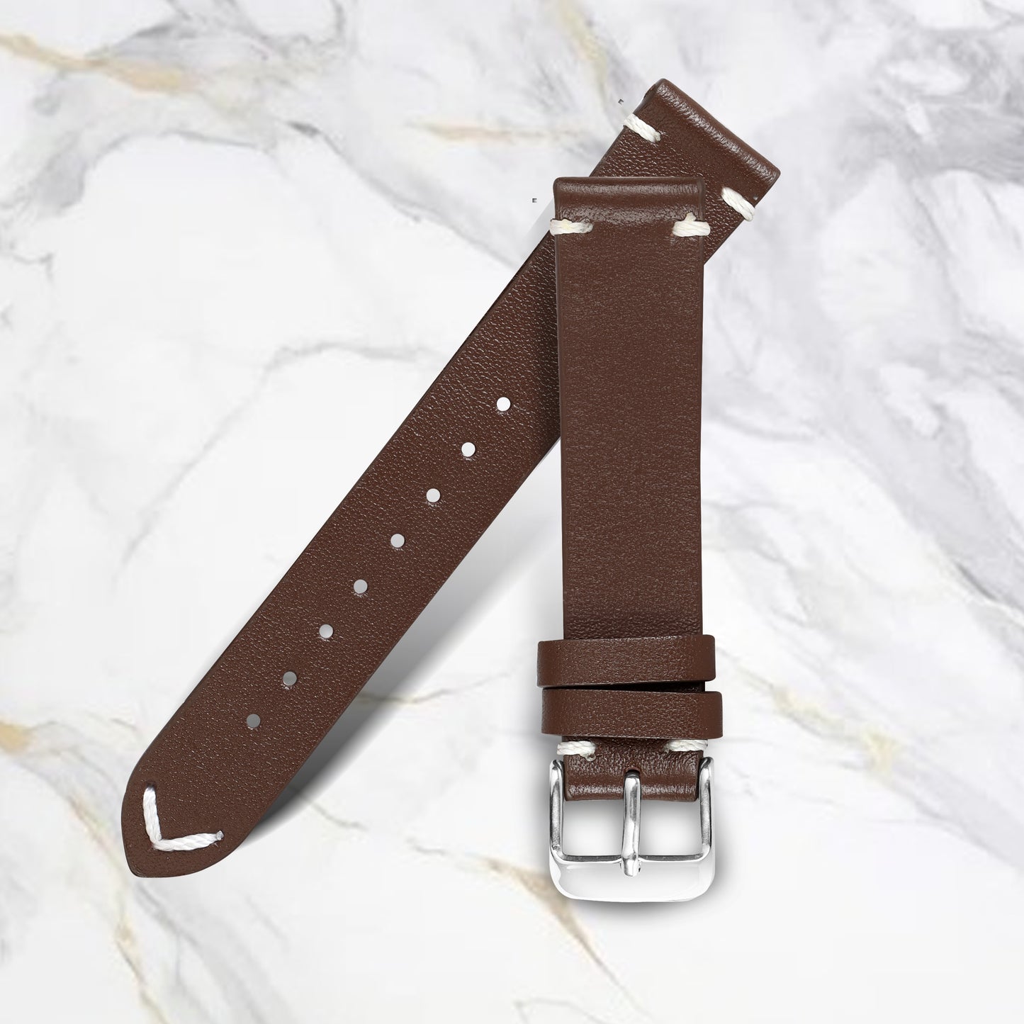 Boshek Brown Genuine Leather Unique Watch Strap for Quick Release and Self Changeable FS325