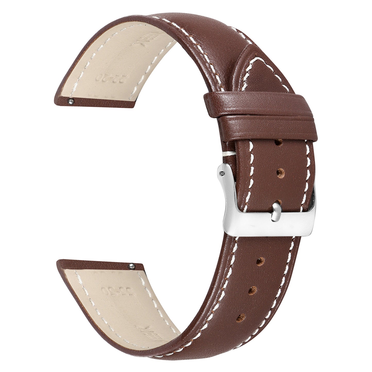 Boshek Genuine Leather Brown With White Contrast Stitched Watch Strap for Quick Release and Self Changeable FS320